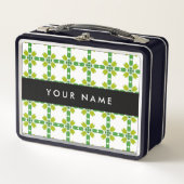 Leaf-Muster, grüne Blätter, Ihr Name Metall Brotdose (Vorderseite)