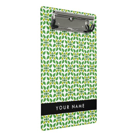Leaf-Muster, grüne Blätter, Ihr Name Mini Klemmbrett (Schrägansicht)