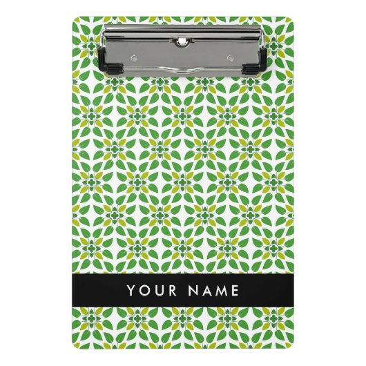 Leaf-Muster, grüne Blätter, Ihr Name Mini Klemmbrett (Vorderseite)