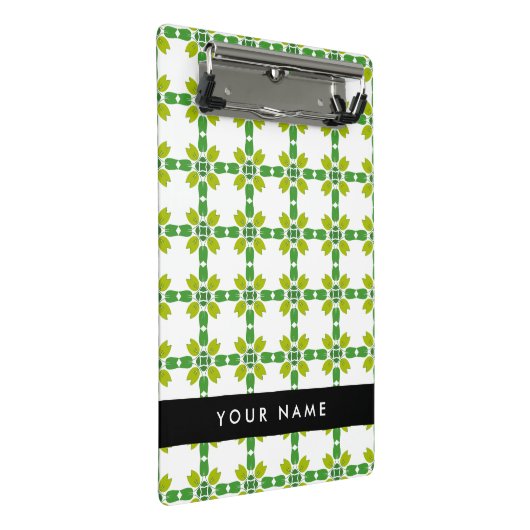 Leaf-Muster, grüne Blätter, Ihr Name Mini Klemmbrett (Schrägansicht)