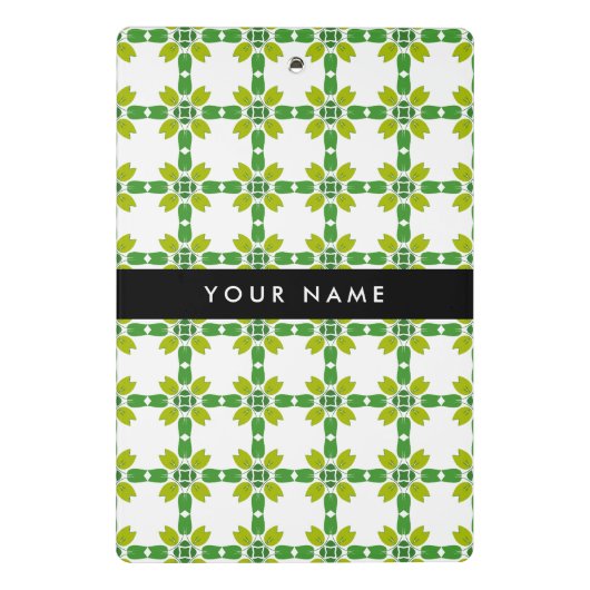 Leaf-Muster, grüne Blätter, Ihr Name Mini Klemmbrett (Rückseite)