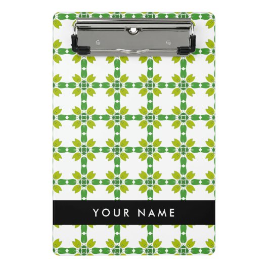 Leaf-Muster, grüne Blätter, Ihr Name Mini Klemmbrett (Vorderseite)