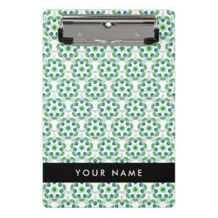 Leaf-Muster, grüne Blätter, Ihr Name Mini Klemmbrett