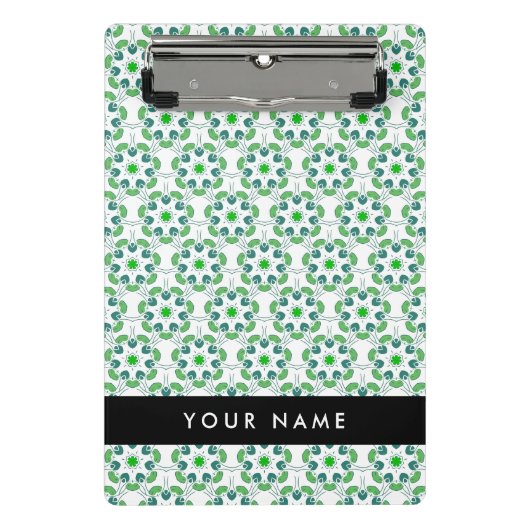 Leaf-Muster, grüne Blätter, Ihr Name Mini Klemmbrett (Vorderseite)