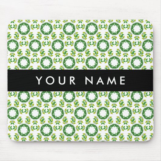 Leaf-Muster, grüne Blätter, Ihr Name Mousepad (Vorne)