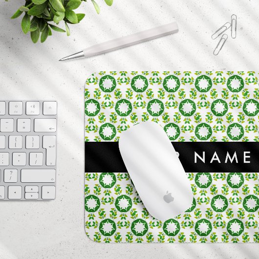 Leaf-Muster, grüne Blätter, Ihr Name Mousepad