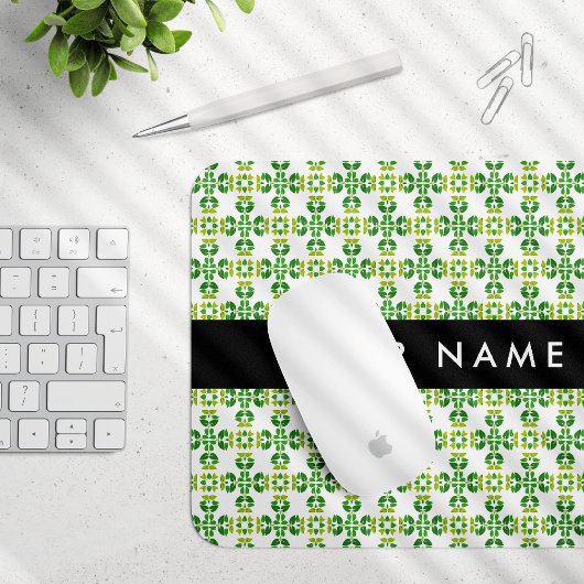 Leaf-Muster, grüne Blätter, Ihr Name Mousepad