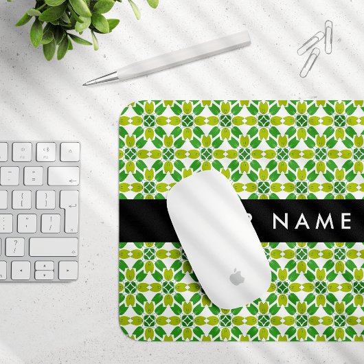 Leaf-Muster, grüne Blätter, Ihr Name Mousepad