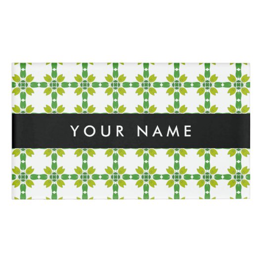 Leaf-Muster, grüne Blätter, Ihr Name Namenschild (Vorderseite)