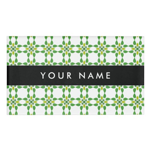 Leaf-Muster, grüne Blätter, Ihr Name Namenschild (Vorderseite)