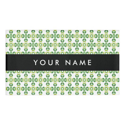 Leaf-Muster, grüne Blätter, Ihr Name Namenschild (Vorderseite)