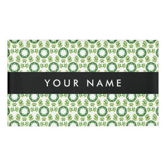Leaf-Muster, grüne Blätter, Ihr Name Namenschild (Vorderseite)