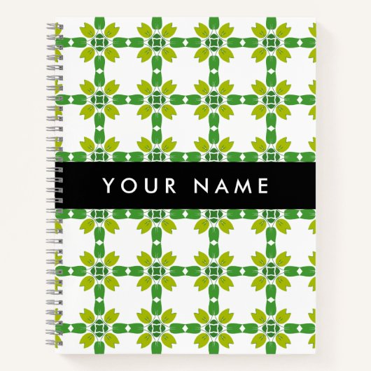 Leaf-Muster, grüne Blätter, Ihr Name Notizblock (Vorderseite)