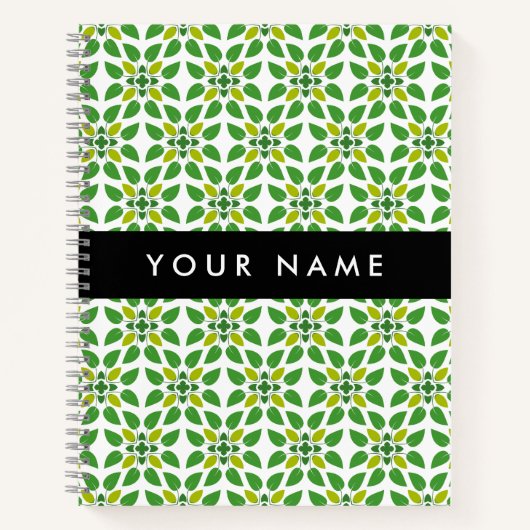 Leaf-Muster, grüne Blätter, Ihr Name Notizblock (Vorderseite)