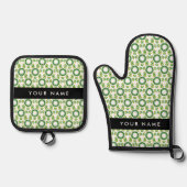 Leaf-Muster, grüne Blätter, Ihr Name Ofenhandschuh & Topflappen-Set (Vorderseite)
