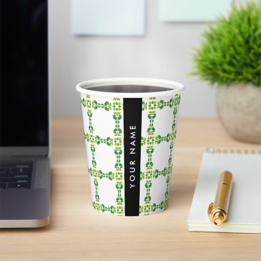 Leaf-Muster, grüne Blätter, Ihr Name Pappbecher (InSitu)