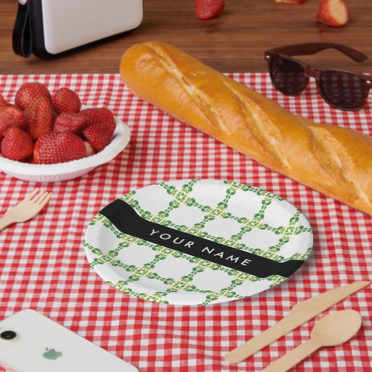 Leaf-Muster, grüne Blätter, Ihr Name Pappteller (Picknick)