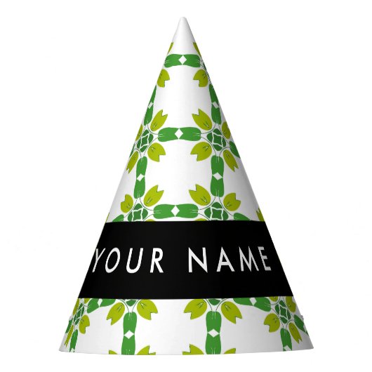 Leaf-Muster, grüne Blätter, Ihr Name Partyhütchen (Vorderseite)