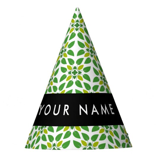 Leaf-Muster, grüne Blätter, Ihr Name Partyhütchen (Vorderseite)