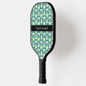 Leaf-Muster, grüne Blätter, Ihr Name Pickleball Schläger (Links)