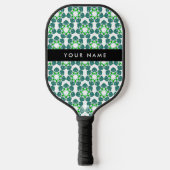 Leaf-Muster, grüne Blätter, Ihr Name Pickleball Schläger (Vorderseite)