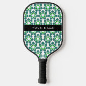 Leaf-Muster, grüne Blätter, Ihr Name Pickleball Schläger (Rückseite)