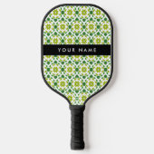 Leaf-Muster, grüne Blätter, Ihr Name Pickleball Schläger (Vorderseite)