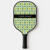 Leaf-Muster, grüne Blätter, Ihr Name Pickleball Schläger (Rückseite)
