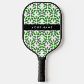 Leaf-Muster, grüne Blätter, Ihr Name Pickleball Schläger (Rückseite)