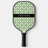Leaf-Muster, grüne Blätter, Ihr Name Pickleball Schläger (Rückseite)