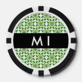 Leaf-Muster, grüne Blätter, Ihr Name Pokerchips (Vorderseite)