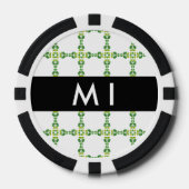 Leaf-Muster, grüne Blätter, Ihr Name Pokerchips (Vorderseite)