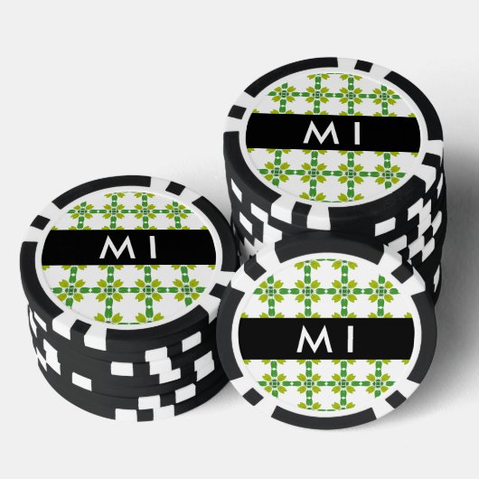 Leaf-Muster, grüne Blätter, Ihr Name Pokerchips (Stapel)