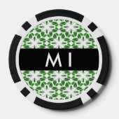 Leaf-Muster, grüne Blätter, Ihr Name Pokerchips (Rückseite)