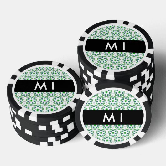 Leaf-Muster, grüne Blätter, Ihr Name Pokerchips (Stapel)