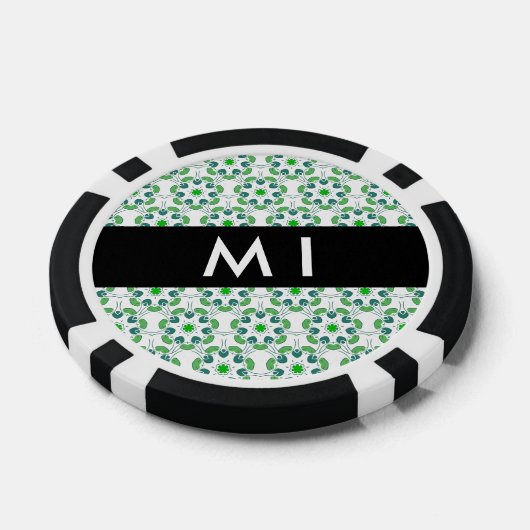 Leaf-Muster, grüne Blätter, Ihr Name Pokerchips (Einzeln)