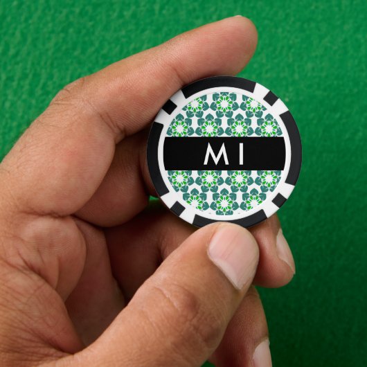 Leaf-Muster, grüne Blätter, Ihr Name Pokerchips (Hand)