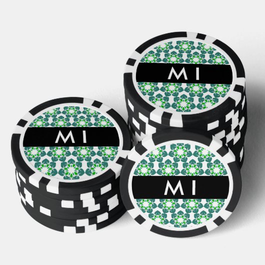 Leaf-Muster, grüne Blätter, Ihr Name Pokerchips (Stapel)