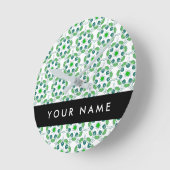 Leaf-Muster, grüne Blätter, Ihr Name Runde Wanduhr (Winkel)