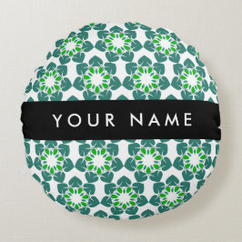 Leaf-Muster, grüne Blätter, Ihr Name Rundes Kissen