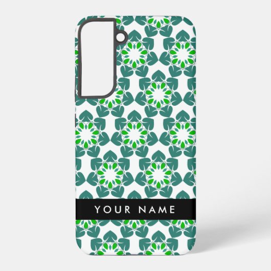 Leaf-Muster, grüne Blätter, Ihr Name Samsung Galaxy Hülle (Rückseite)