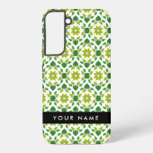 Leaf-Muster, grüne Blätter, Ihr Name Samsung Galaxy Hülle (Rückseite)