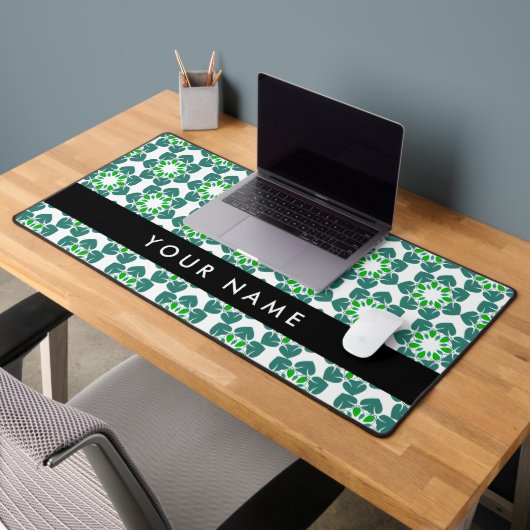 Leaf-Muster, grüne Blätter, Ihr Name Schreibtischunterlage (Büro 2)