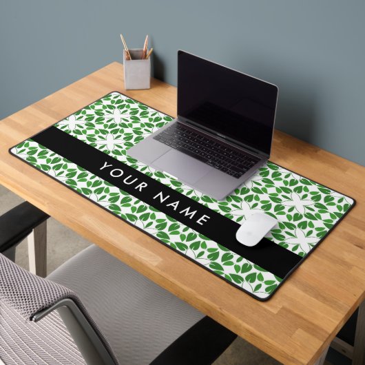 Leaf-Muster, grüne Blätter, Ihr Name Schreibtischunterlage (Büro 2)