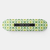 Leaf-Muster, grüne Blätter, Ihr Name Skateboard (Horizontal)