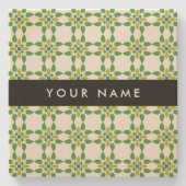 Leaf-Muster, grüne Blätter, Ihr Name Steinuntersetzer (Vorderseite)