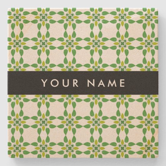 Leaf-Muster, grüne Blätter, Ihr Name Steinuntersetzer (Vorderseite)