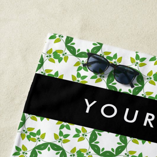 Leaf-Muster, grüne Blätter, Ihr Name Strandtuch (Beispiel)