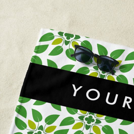 Leaf-Muster, grüne Blätter, Ihr Name Strandtuch (Beispiel)