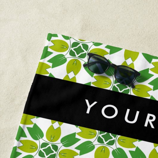 Leaf-Muster, grüne Blätter, Ihr Name Strandtuch (Beispiel)